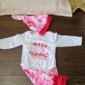 Babys First Valentine's Baby Outfit with Hat